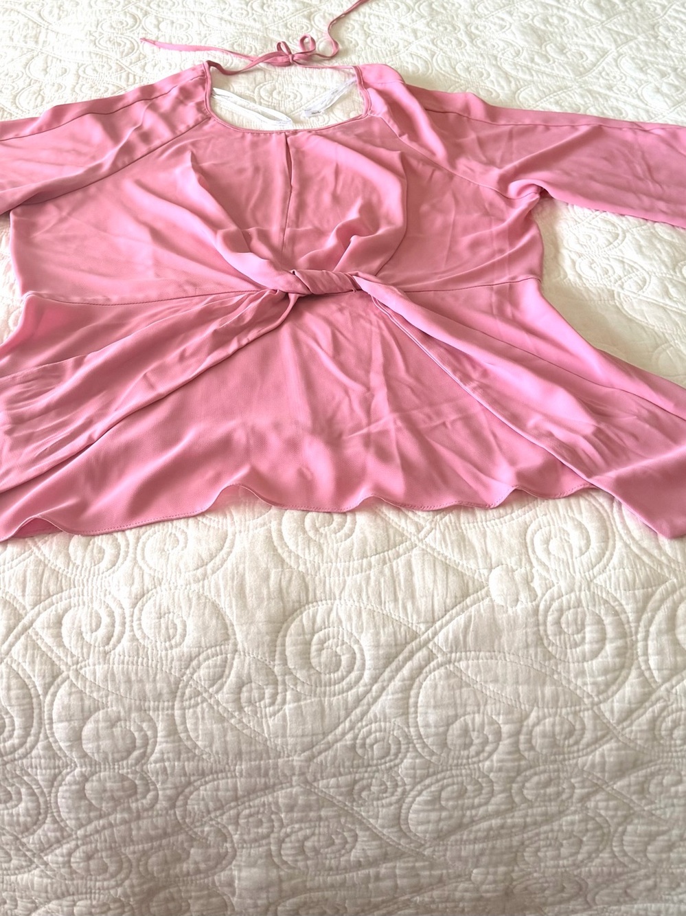City Chic Rose-Pink Tie-Front Blouse - Picture 1 of 13
